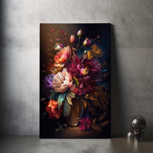 Oil Painting Flowers In A Vase Art Painting on Canvas | Mother's Day Special Vase Canvas Original Art