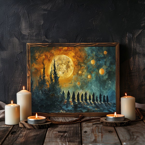 Astral Witches Fantasy Wall Art Print - Dark Art Painting - Perfect for Victorian Art Home Wall Decor H2