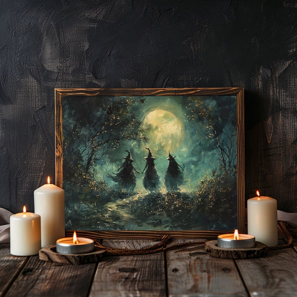 Three Forest Witches Painting - Dark Fantasy Painting - Perfect To Gift Fantasy Lovers 2