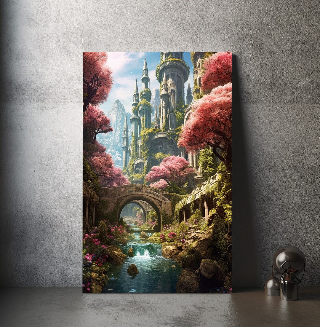 Elven Capital City Art Canvas | Majestic Architecture in the Enchanted ...
