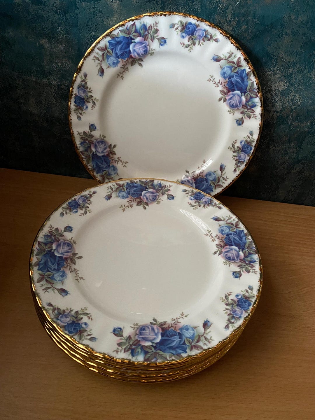 ヴィンテージ ロイヤルアルバート ムーンライト ローズブルー ランチ