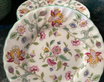 Minton - Haddon Hall - Green Edge - 16cms Tea Plate - preowned condition - Bone china England
