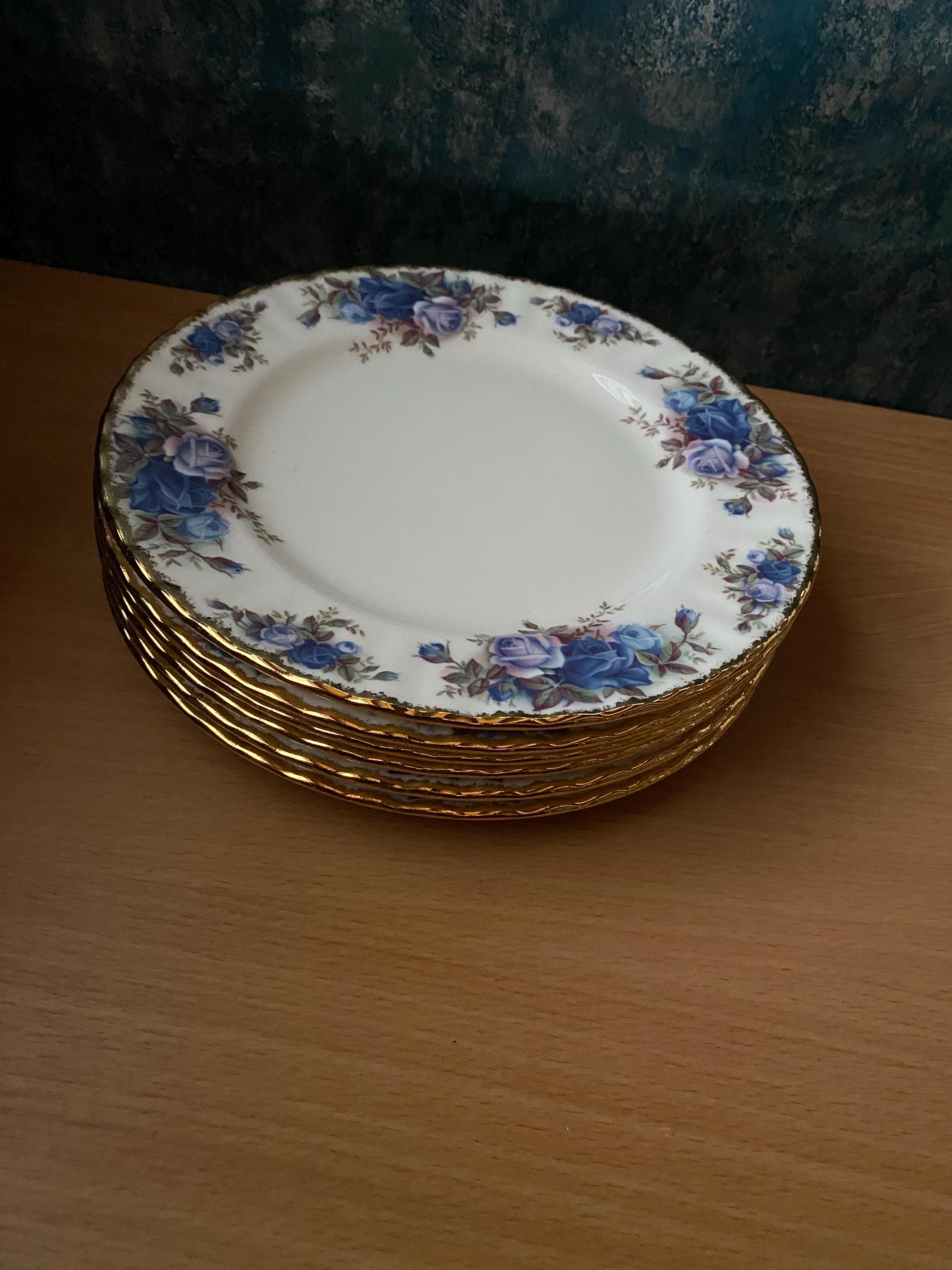 ヴィンテージ ロイヤルアルバート ムーンライト ローズブルー ランチ