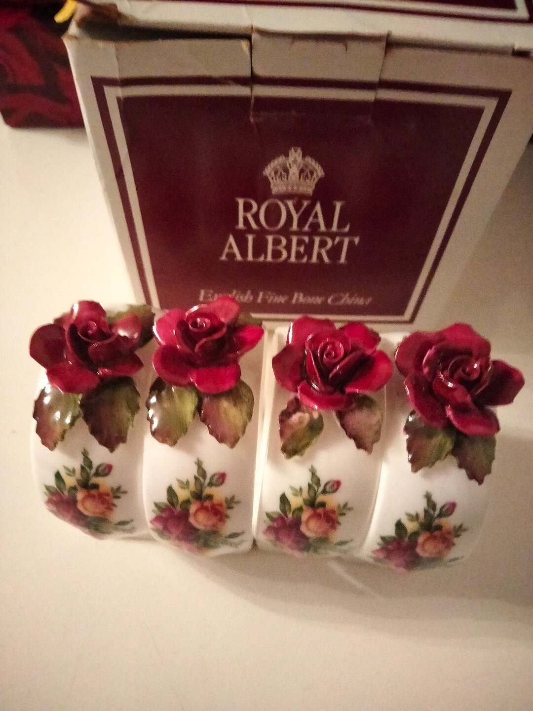 Boxed Royal Albert Old Country Roses Napkin Rings X4 Etsy