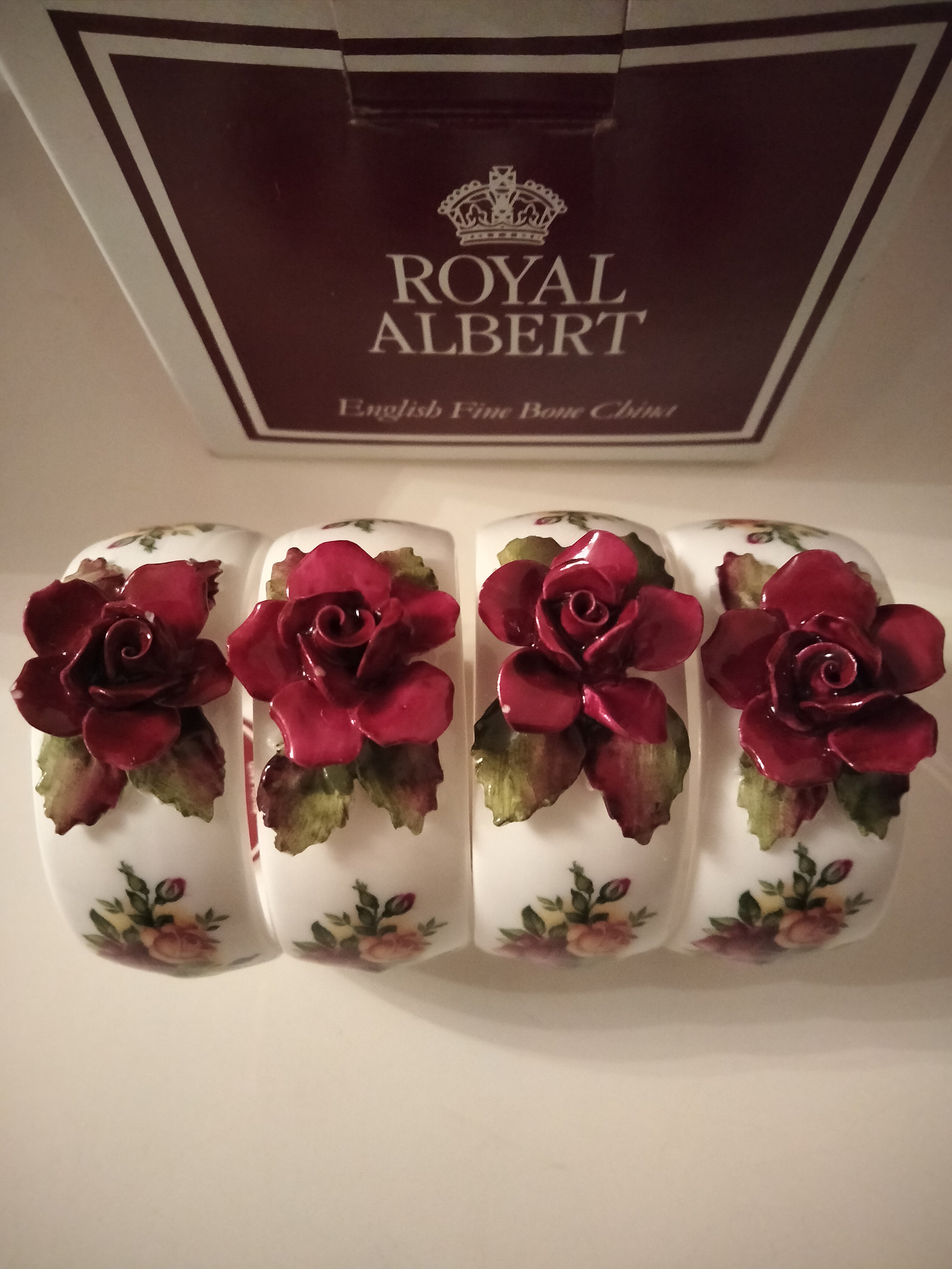 Boxed Royal Albert Old Country Roses Napkin Rings X4 Etsy