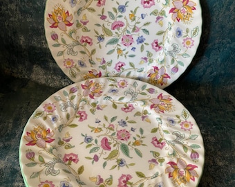 Minton - Haddon Hall - Grüner Rand - Speiseteller 27cm - gebrauchter Zustand - Bone China England