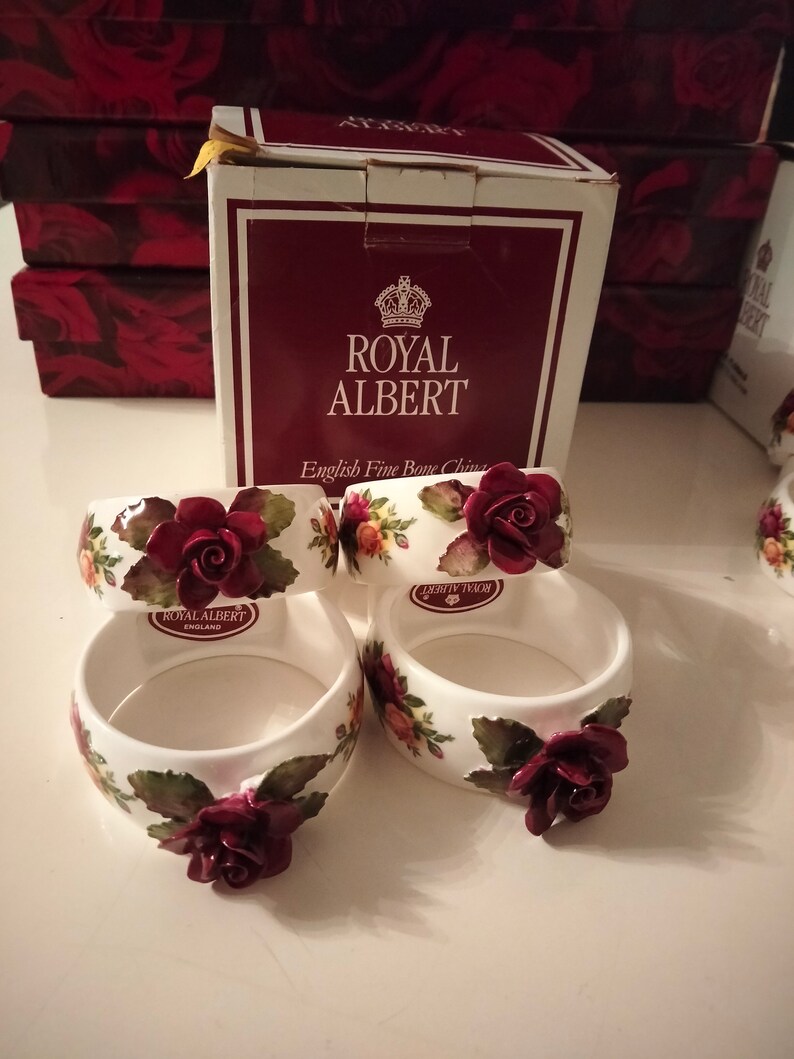 Boxed Royal Albert Old Country Roses Napkin Rings X4 Etsy