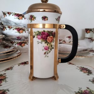 Zeldzaam ROYAL ALBERT Old Country Roses koffiezetapparaat, koffiekan Engels porselein porselein