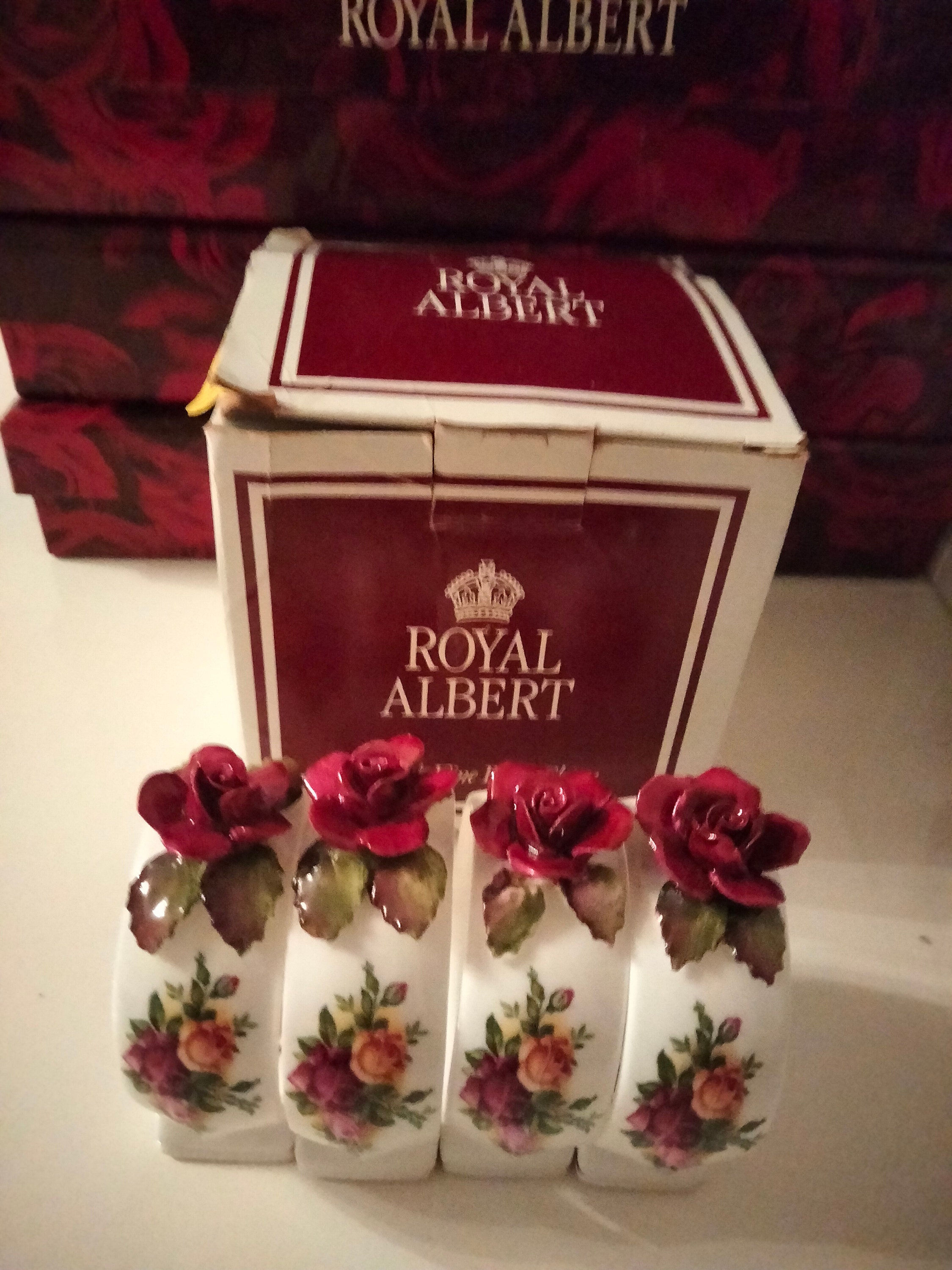 Boxed Royal Albert Old Country Roses Napkin Rings X4 Etsy