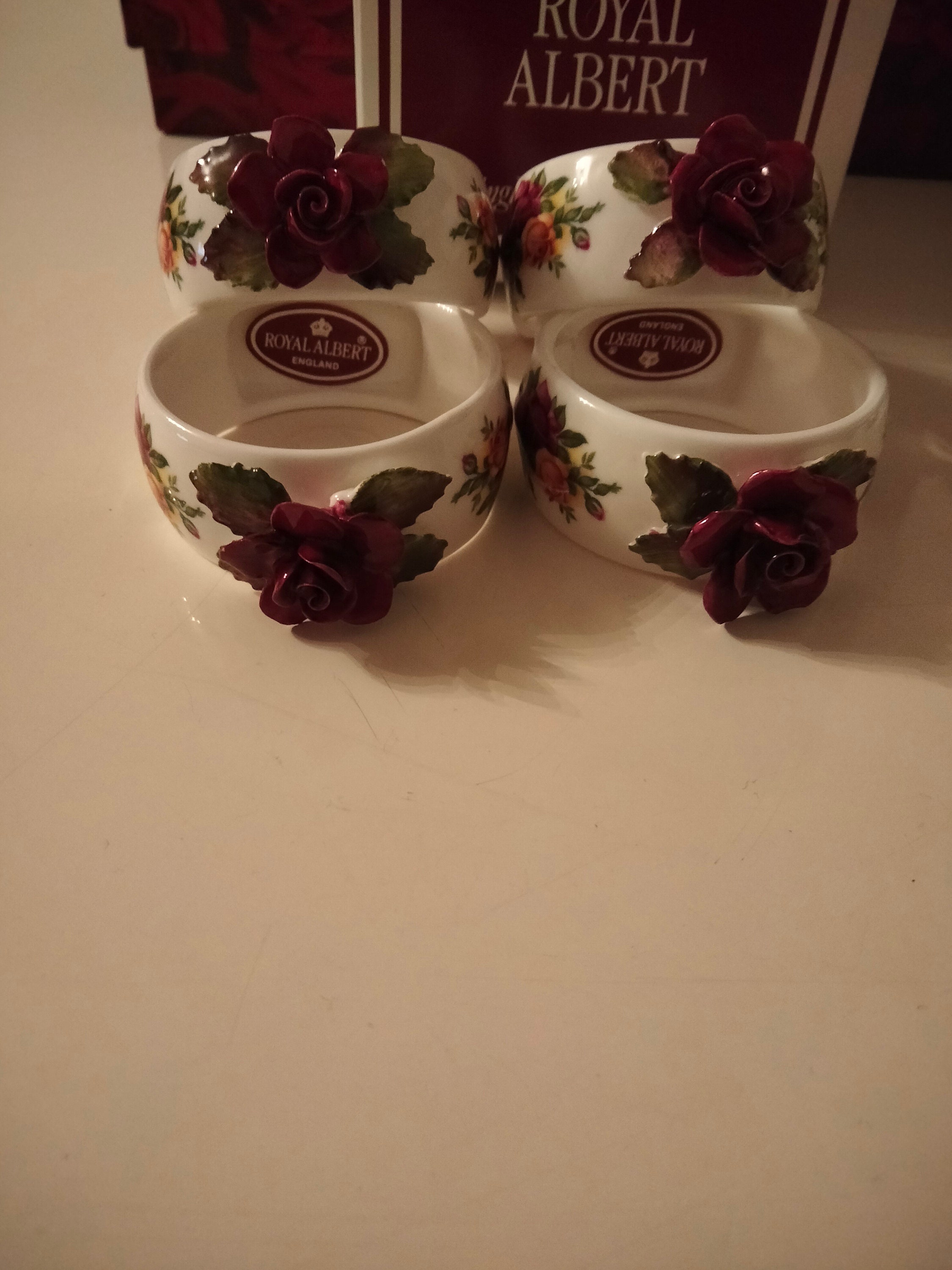 Boxed Royal Albert Old Country Roses Napkin Rings X4 Etsy