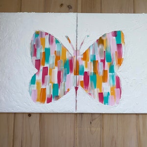 2- Piece Textured Butterfly Plaster Canvas