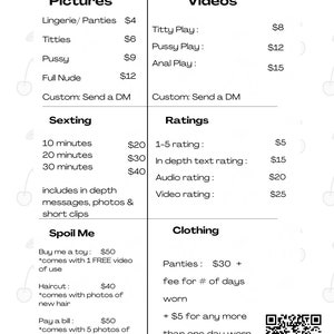 OnlyFans Tip Menu, Editable Template, Digital Download