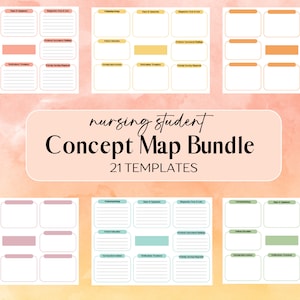 Nursing Student Concept Maps, Concept Map Bundle, Printable Nursing Note Bundle, Concept Maps, Nursing study bundle, Nursing Fundamentals