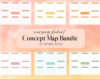 Nursing Student Concept Maps, Concept Map Bundle, Printable Nursing Note Bundle, Concept Maps, Nursing study bundle, Nursing Fundamentals