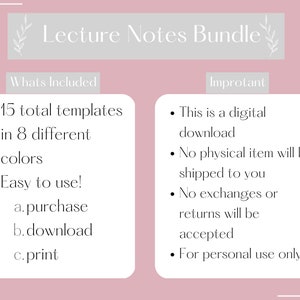 Lecture Notes Template, Printable Lecture Notes, Note Taking Template ...