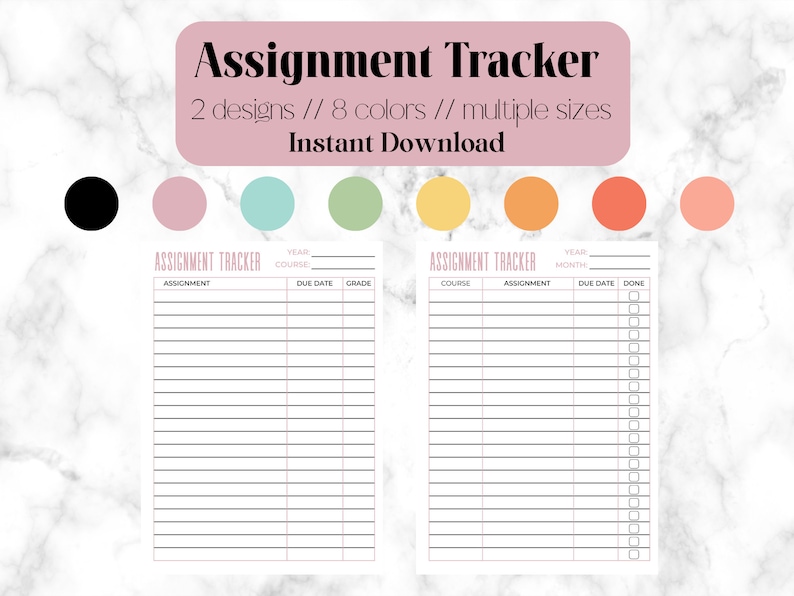 Assignment Tracker Template, Assignment Planner, Homework Planner ...