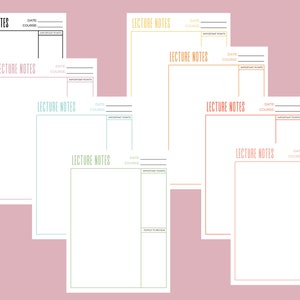 Lecture Notes Template, Printable Lecture Notes, Note Taking Template ...