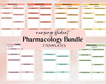 Pharmacology Template, Printable Nursing Student pharmacology, nursing pharmacology notes, medication guide, student nurse study template