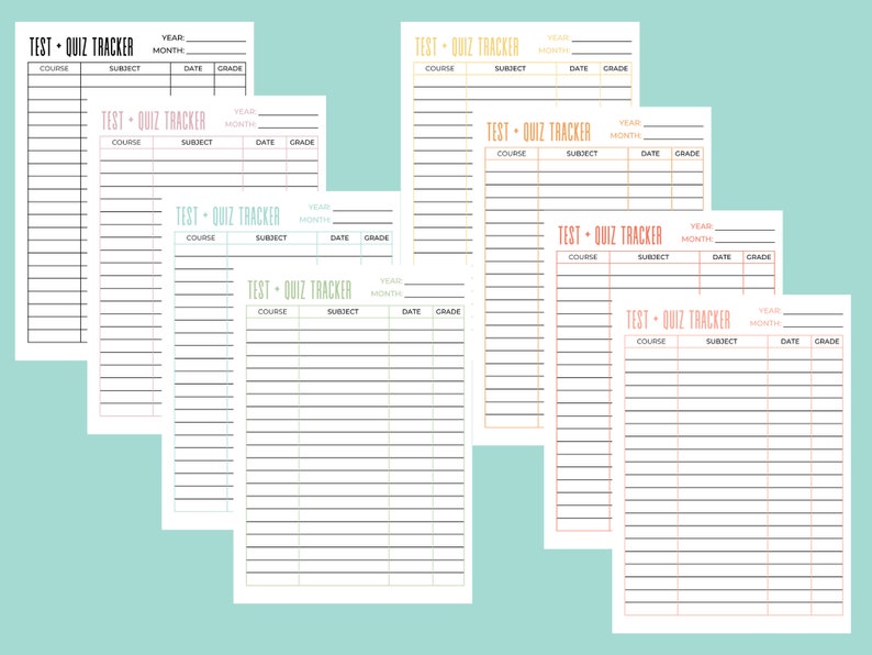Test and Quiz Tracker Template, Test Planner, Quiz Planner,test and ...