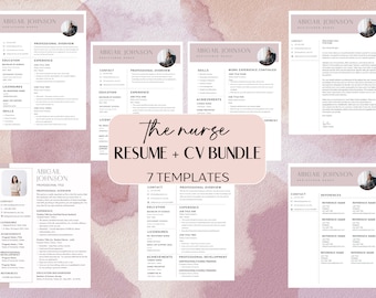 Nurse Resume Template, Nurse Cover Letter Template, Editable Nursing Resume, New Nurse Resume, Medical Resume + Cover letter, Resume and CV
