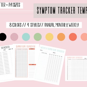 Symptom Tracker, Printable monthly symptom tracker, chronic symptom journal, acute symptom log, medical planner,pain tracker,chronic illness