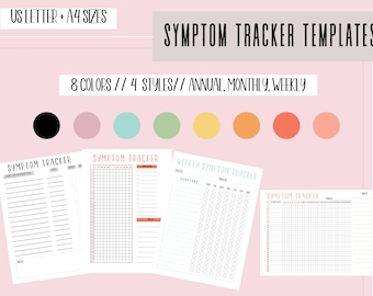 Symptom Tracker, Printable monthly symptom tracker, chronic symptom journal, acute symptom log, medical planner,pain tracker,chronic illness