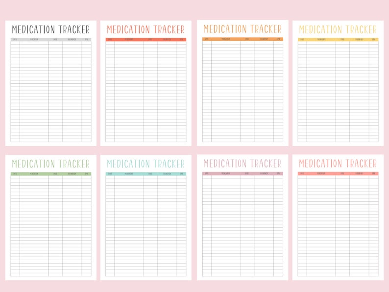 File Header Medication Medication Tracker Template Bundle, Printable Medication Chart, Medical ...