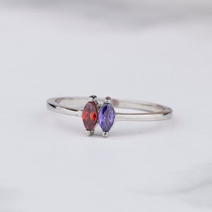 Marquise Cutting Ring, 1 2 3 4 5 6 Birthstones Ring, Handmade Jewelry, Mothers Family Ring, Unique Gift For Her, Custom Sterling Silver