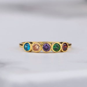 1 2 3 4 5 6 7 Birthstones Ring, Personalized Ring, Handmade Jewelry, Mothers Family Ring, Unique Gift For Her, Custom Sterling Silver