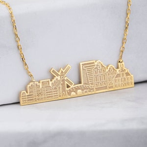 Custom City Necklace, Travel Necklace, Personalized Necklace, Handmade Jewelry, Skyline Necklace, Cityscape Necklace, Gift For Her, State
