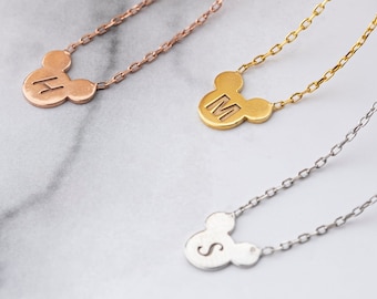Brief gegraveerde Mickey-ketting, eerste kinderketting, gepersonaliseerd cadeau, handgemaakte sieraden, Disney-ketting, cadeau voor dochter