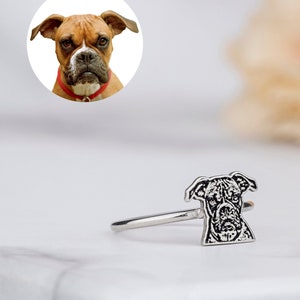 Signet Pet Portrait Ring, Pet Photo Engraved Personalized Gift, Handmade Jewelry, Mothers Gift For Her, Dog Cat Ring, Sterling Silver Ring