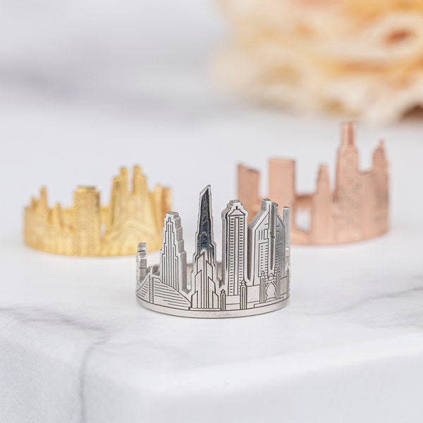 Custom City Ring, Travel Ring, Personalized Ring, Handmade Jewelry, Skyline Ring, Cityscape Ring, Gift For Her, Sterling Silver Ring