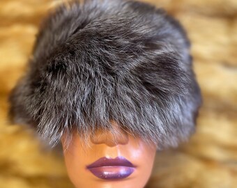 Fox fur hat, real fur hat, natural fur hat, womens fur hat, fur hat for women, fur accessories, winter fur hat, grey fur hat, luxury fur hat