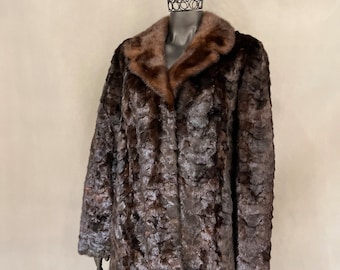 Mink fur coat, real mink coat, genuine fur coat, fur jacket, vintage mink fur, womens mink coat, brown mink fur, rare mink coat , Size M