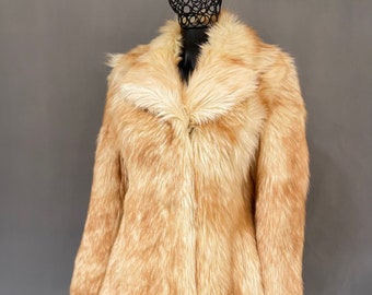 Goat Fur Coat, Vintage Goat Coat, Real Goat Coat, Rare Fur Coat, Fluffy Fur Coat, Genuine Fur Coat, Handmade, Size Small