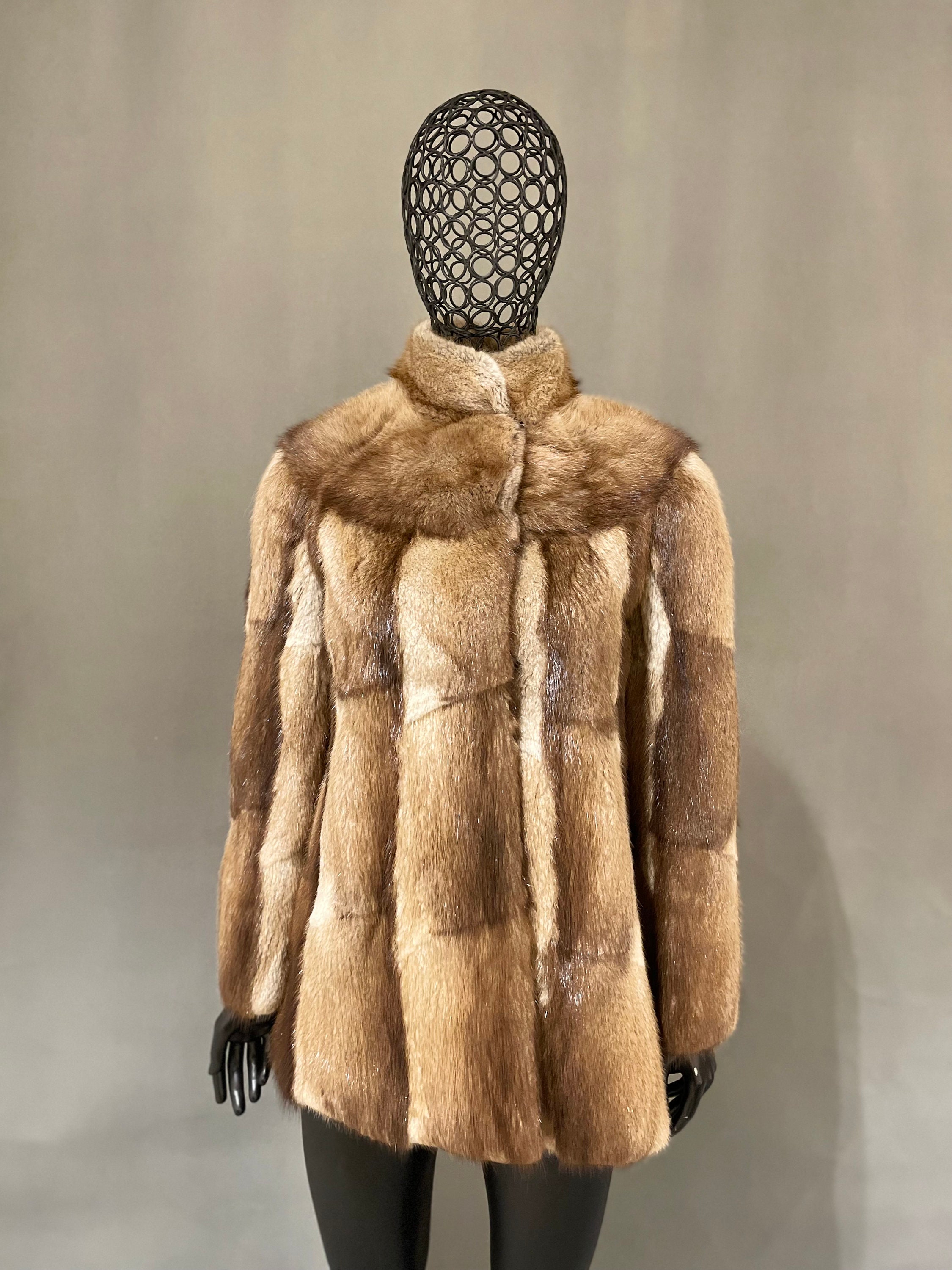 Muskrat Fur Coat, Vintage Muskrat Coat, Short Fur Coat, Soft Fur Coat, Genuine Leather Jacket, Fur Coat For Women, Preloved Fur Coat, Small