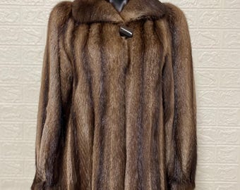 Vintage Muskrat Fur Coat Womens Size Medium Excellent Condition Unique Design