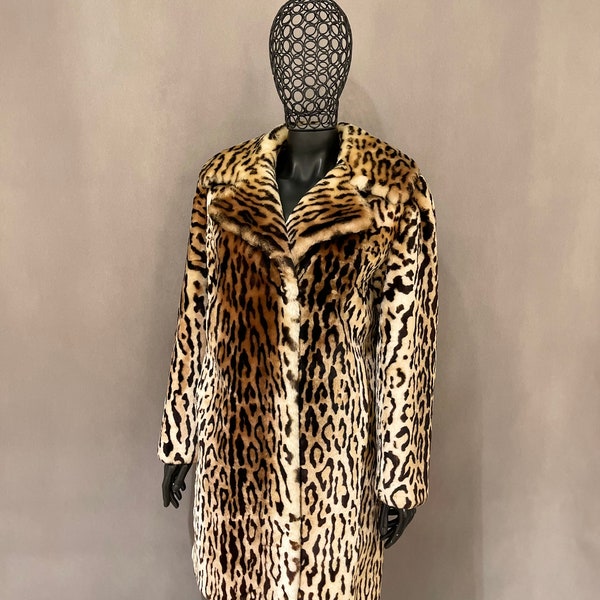 Fur Coat, Vintage Fur Coat, Sheared Toscana Lamb Fur Coat, Leopard Printed, Luxury Fur Coat, Soft Fur Coat, Real Fur Coat, Handmade, Medium