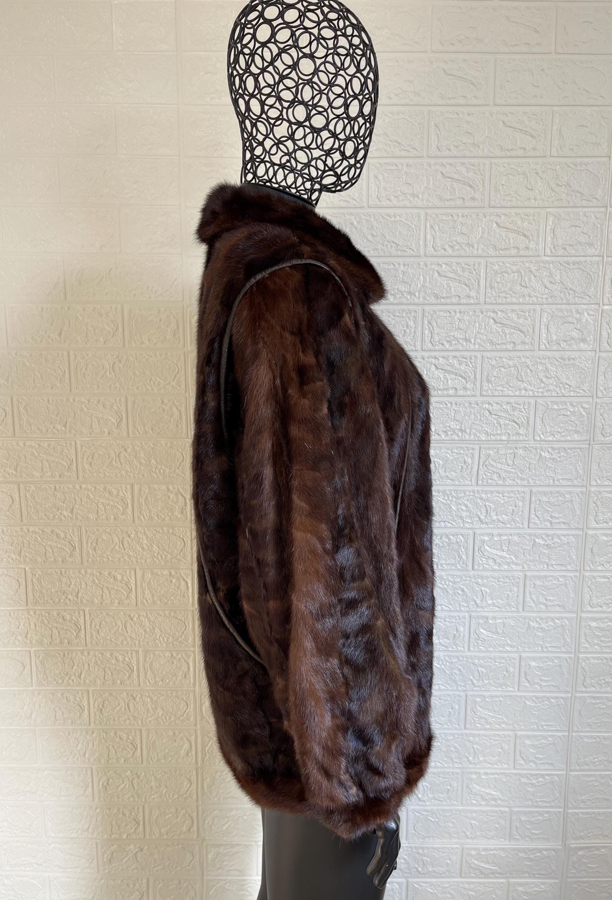 ヴィンテージ ミンク コート ショート チョコレート ブラウン ソフト