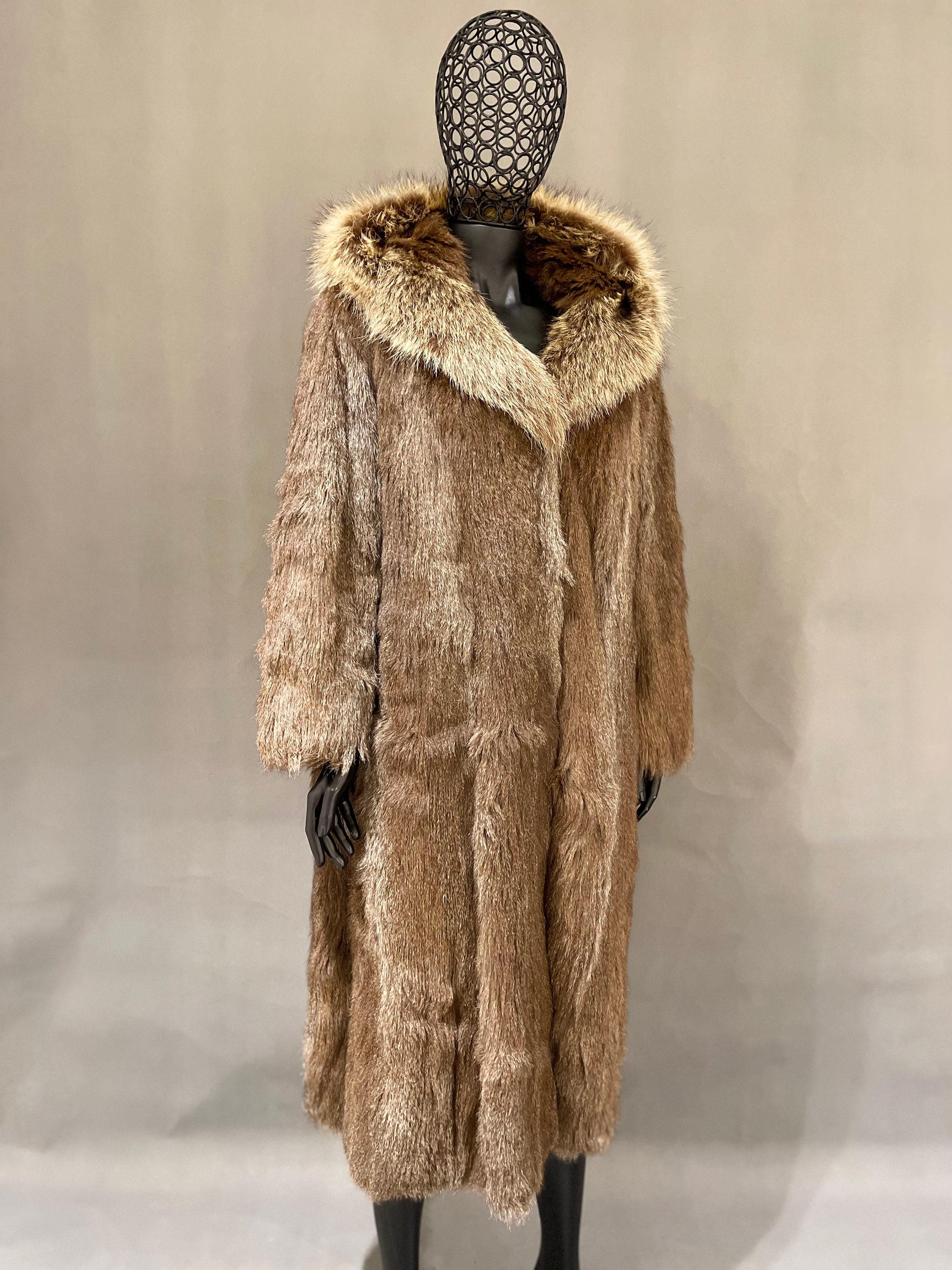 Squirrel Fur Coat, Vintage Fur Coat, Long Fur Coat, Hooded Fur 