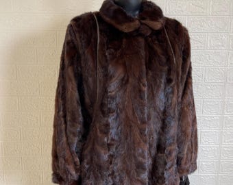 Vintage Mink Coat Short Chocolate Brown Soft Perfect Condition Handmade Fits Medium
