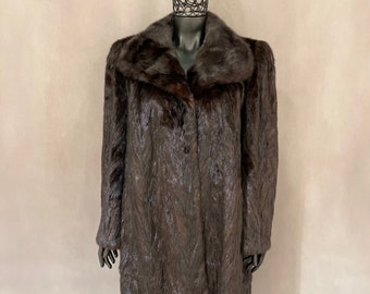 Vintage Mink Fur Coat Handcrafted Luxury Soft Shiny Fur Excellent Condition Size XL