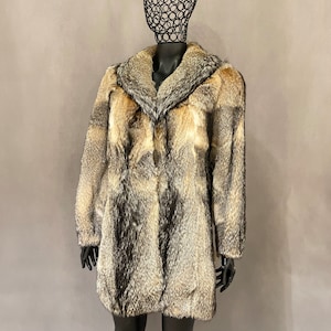Coyote Fur Coat, Real Coyote Fur Coat, Coyote Jacket, Vintage Coyote Coat, Leather Jacket, Natural Fur Jacket, Soft Fur Coat, Size Medium