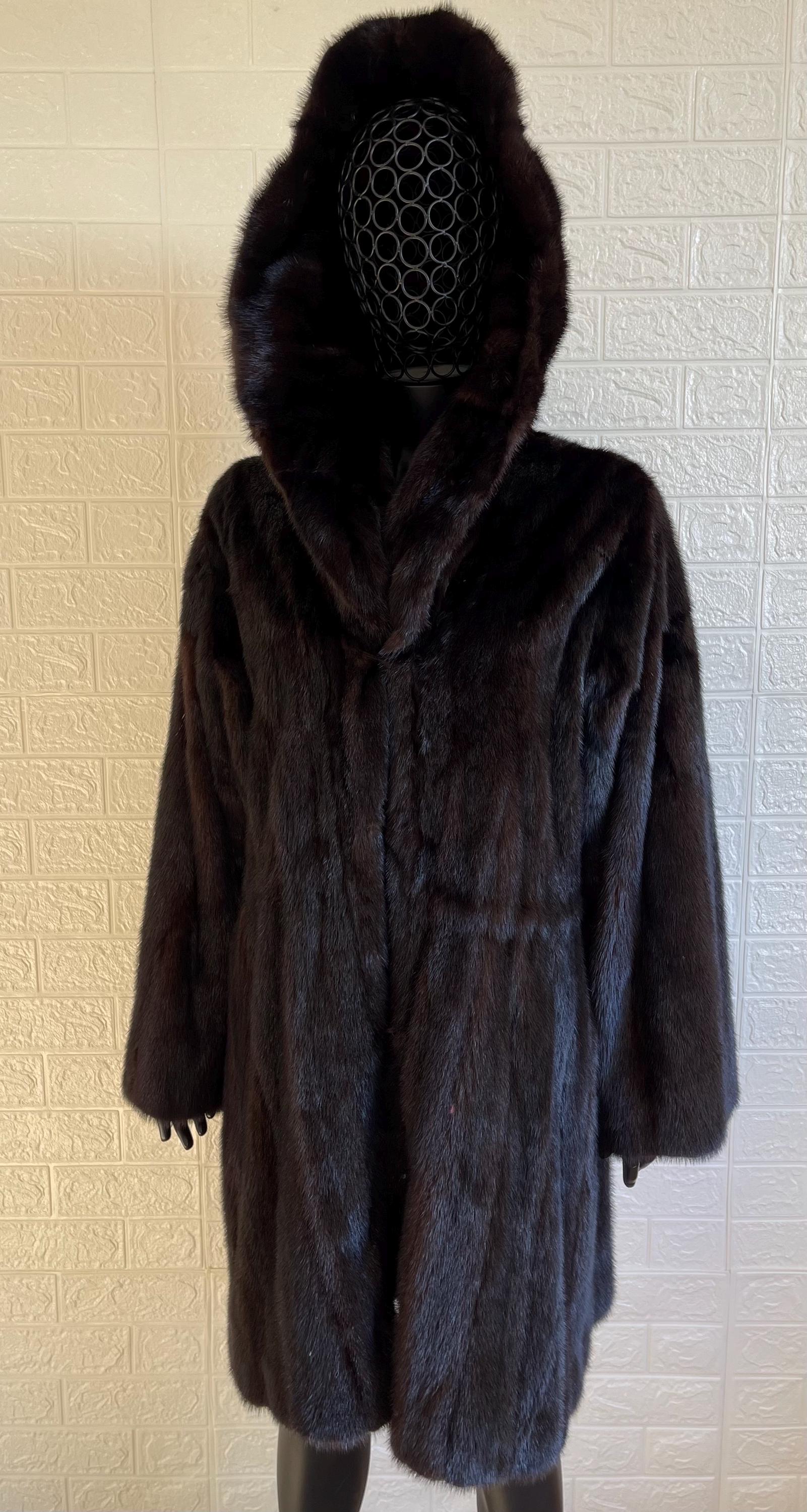 ダークブラウン ヴィンテージ ミンク ファーコート リバーシブル
