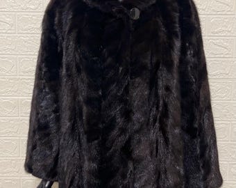 Vintage Dark Brown Mink Fur Coat Size XL Excellent Condition Luxury Winter Outerwear