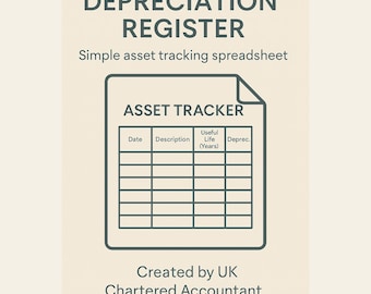 Depreciation Register Template | Fixed Asset Tracker Spreadsheet | Small Business & Freelance Accounting Tool