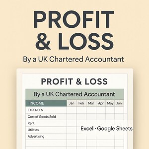 Profit and Loss Spreadsheet for Small Business | Expense Tracker Excel | Income and Expense Log | P and L Template | Budget Sheet