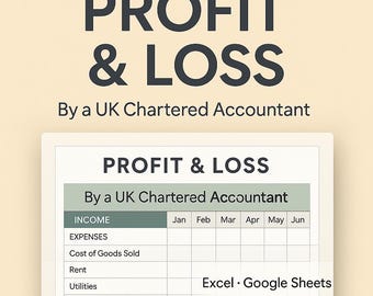Profit and Loss Excel Template | Small Business Expense Tracker (Digital)