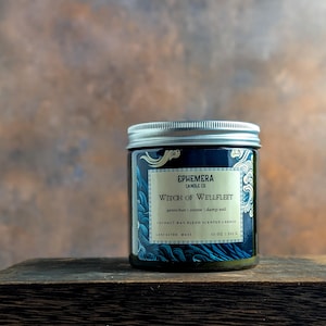 Petrichor Scented Candle | Witch of Wellfleet | Petrichor, Earth, Ozone, Thunderstorm | 11 oz Wood Wick | Green Recycled Glass Jar